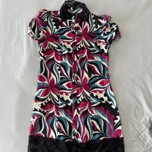 Bisou Bisou Silky Lace Trim Dress